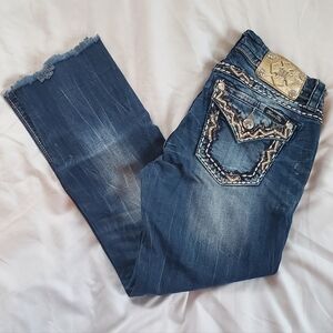 Miss Me Easy Cropped Distressed Mid-Rise Jeans, Sz 27 x 27" Inseam JE8085EC